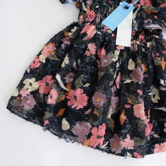 Tanya Taylor Mini Glenda  Navy & Pink Floral A-line Dress XXS NWT - Picture 4 of 8